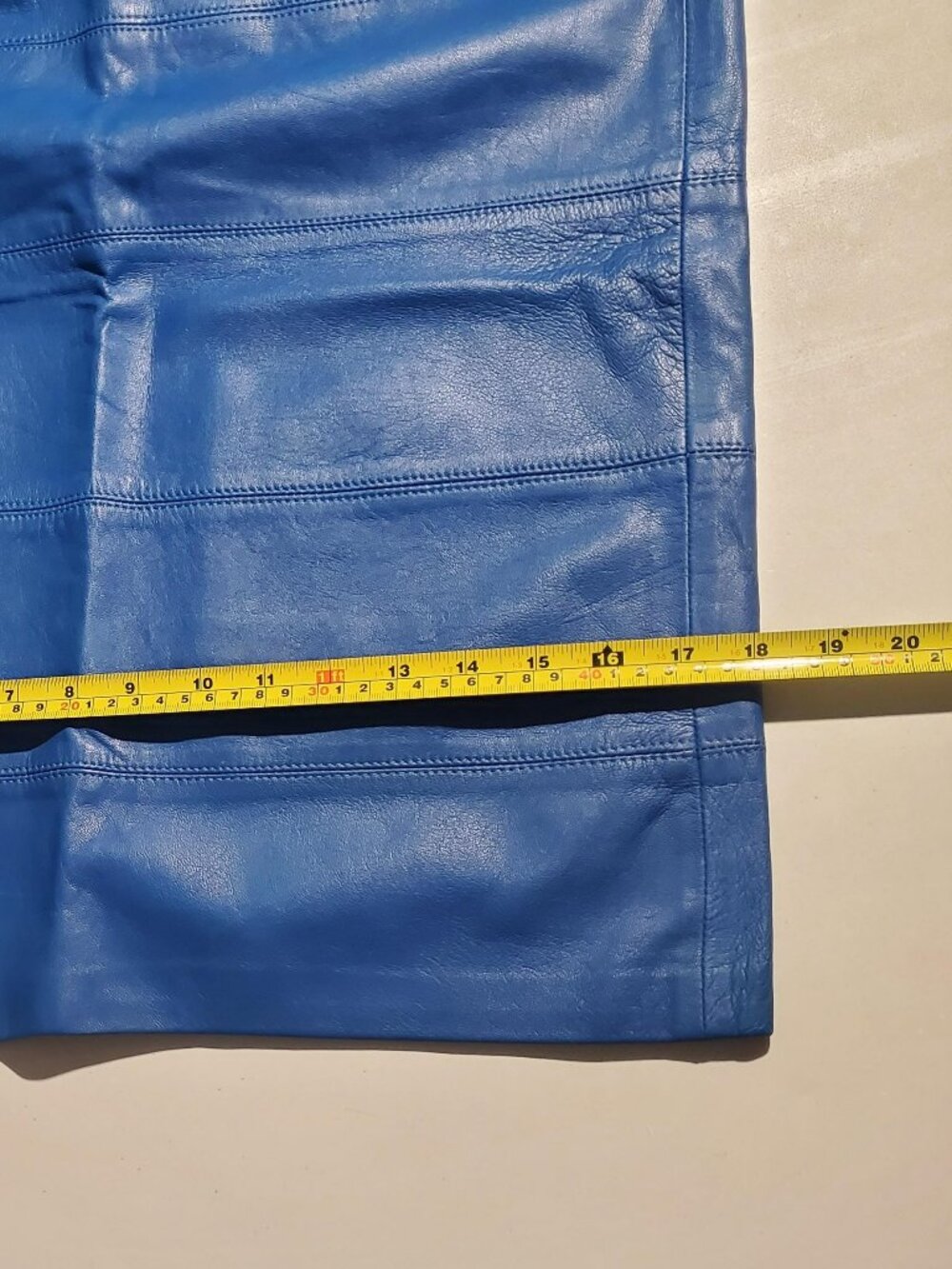 La Nouvelle Renaissance Blue Leather Pencil Skirt Vintage/Y2K - Marked size 10 - Picture 13 of 16